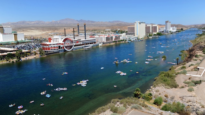 Bullhead City Arizona Colorado River with Laughlin Nevada casinos across the water