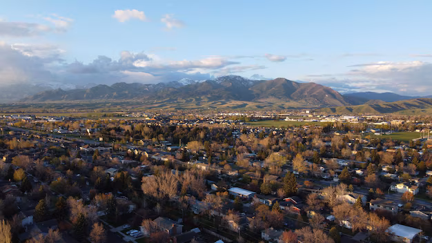 Bozeman Montana with Bridger Mountains backdrop