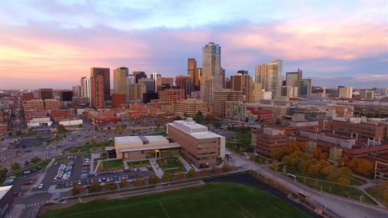 Aurora Colorado skyline and Anschutz Medical Campus