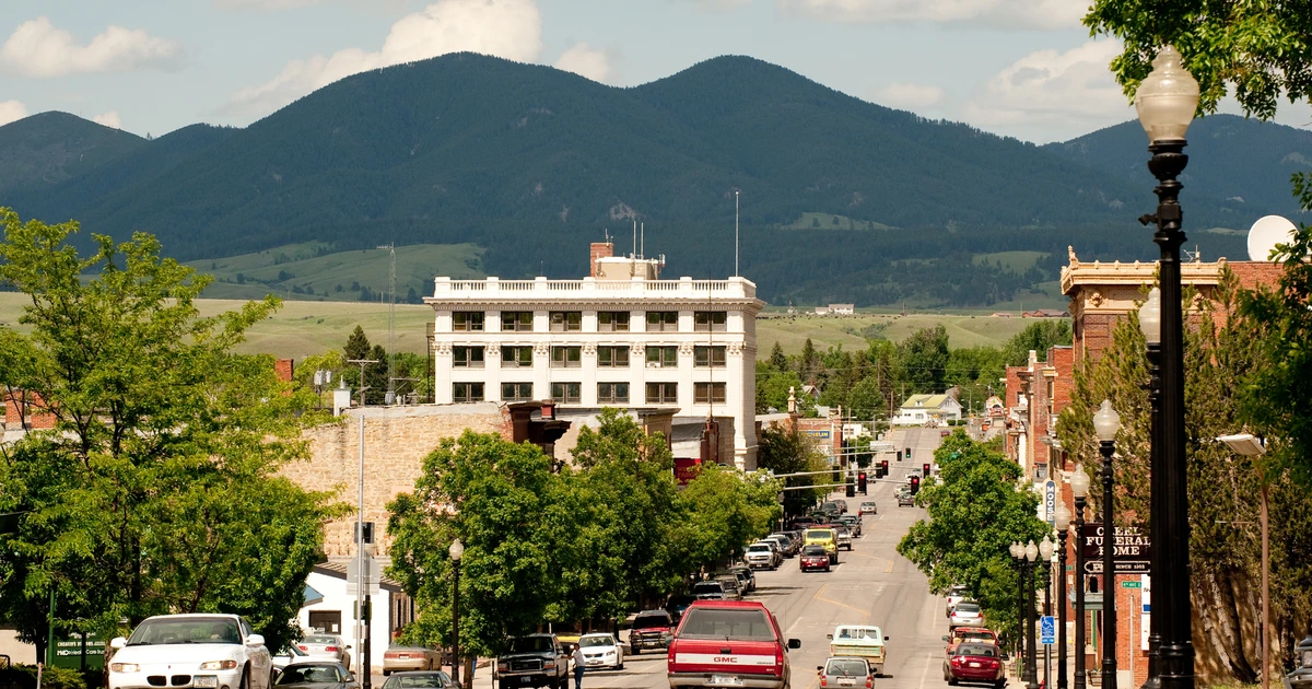 Lewistown Montana historic downtown near Big Spring Creek at the geographic center of the state
