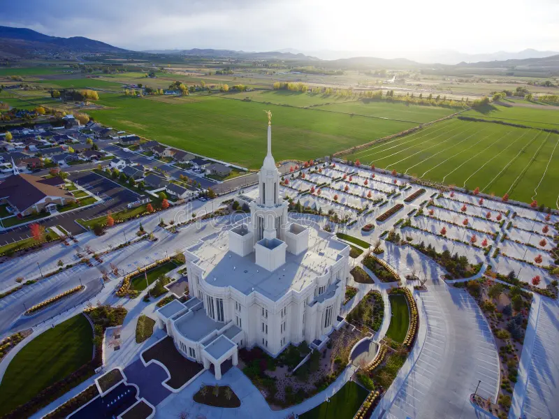 Payson Utah with agricultural land and mountain backdrop