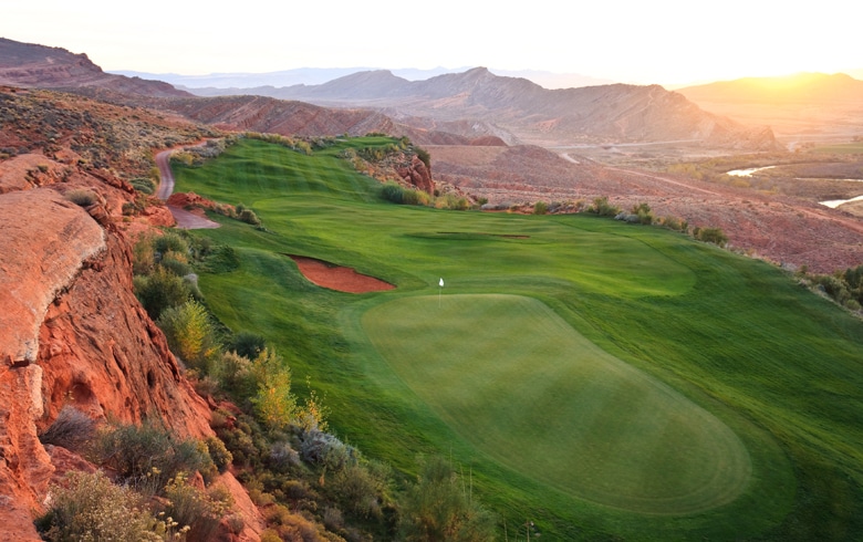 Mesquite Nevada golf course and red rock landscape