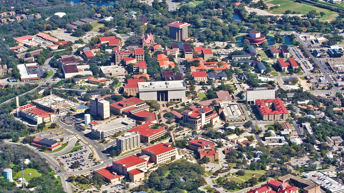 San Marcos Texas river and Texas State University area