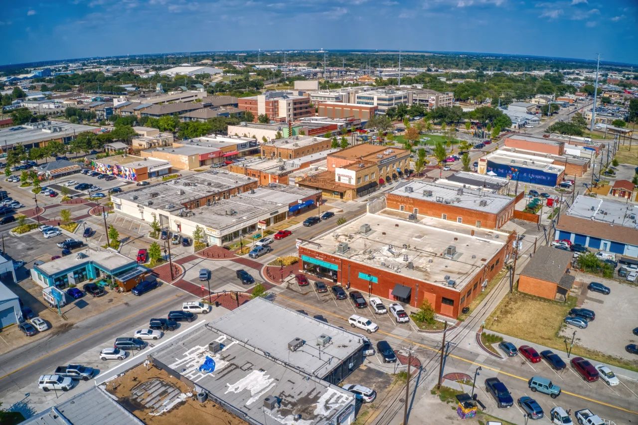 Garland Texas Firewheel Town Center and DART rail