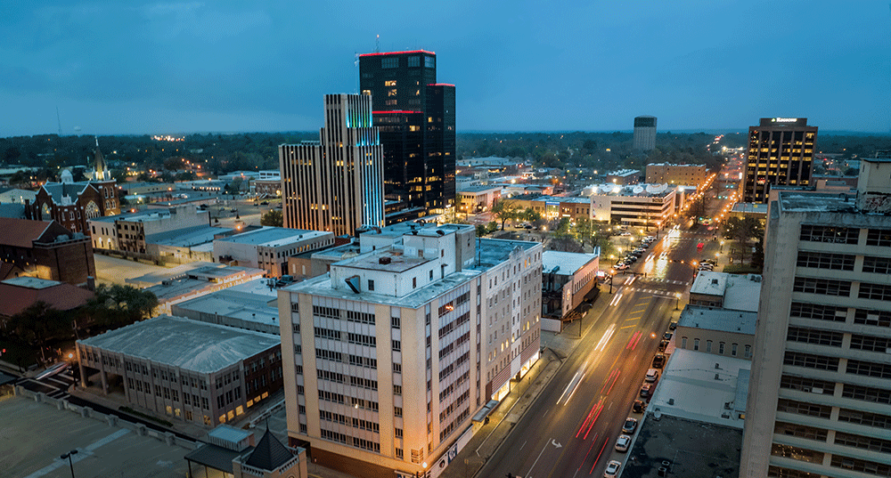 Tyler Texas downtown and medical district in East Texas