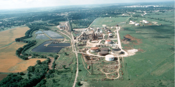 El Dorado Kansas with the refinery and Flint Hills landscape