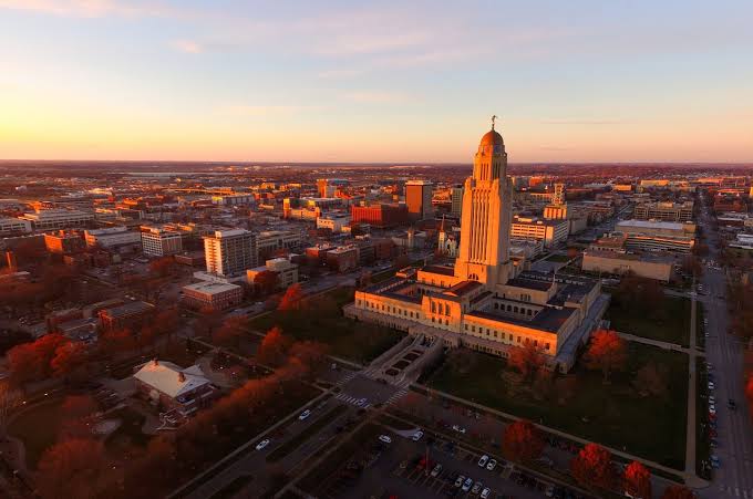 Lincoln Nebraska skyline with the State Capitol