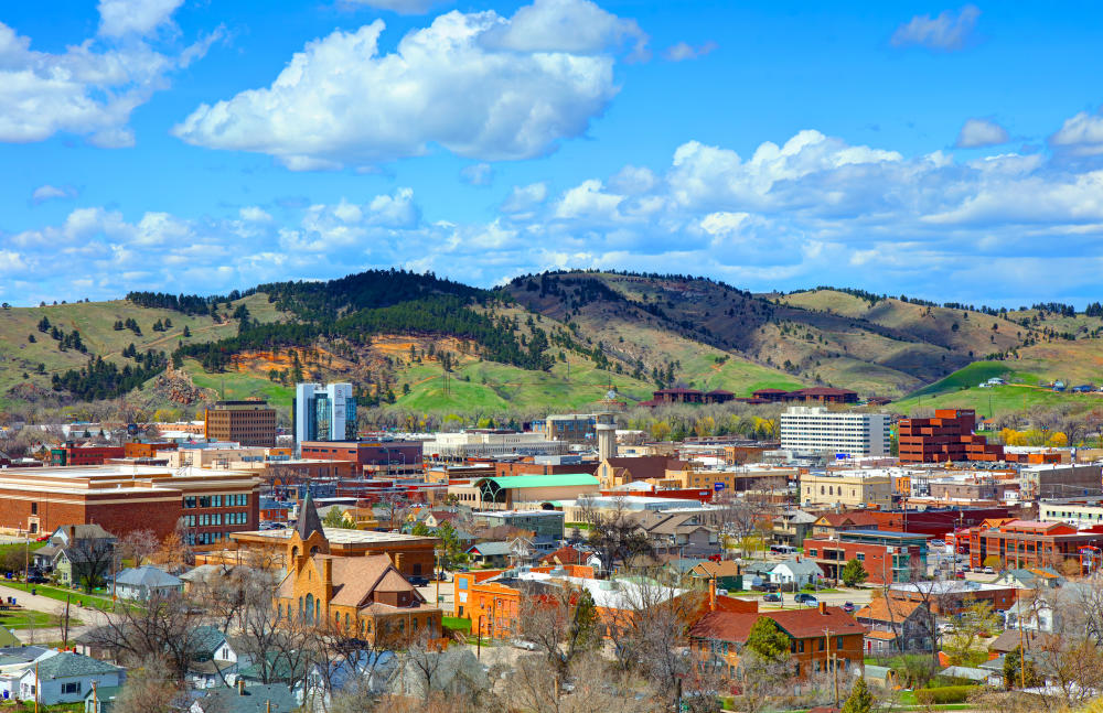 Rapid City with Black Hills backdrop