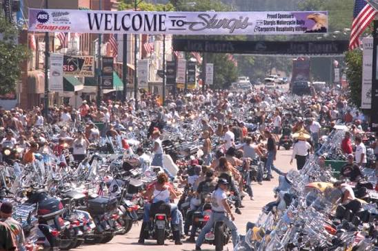 Sturgis South Dakota Main Street during motorcycle rally